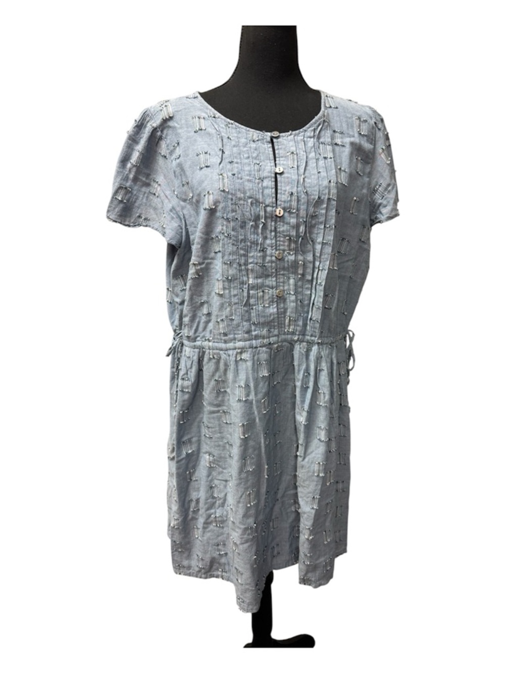 LOFT Chambray Dress XL Blue Button Front Boho Cotton Summer Midi Casual